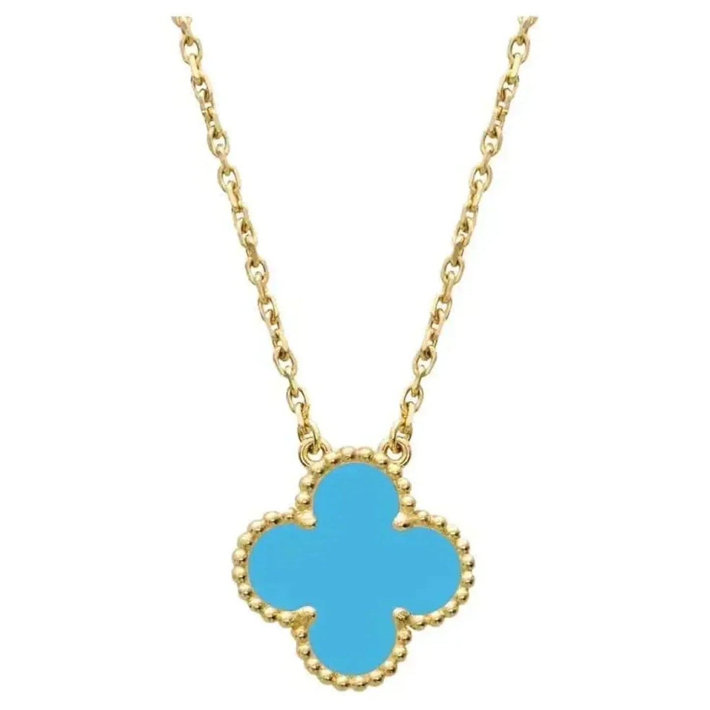 [Select]CLOVER 15MM VINTAGE TURQUOISE NECKLACE