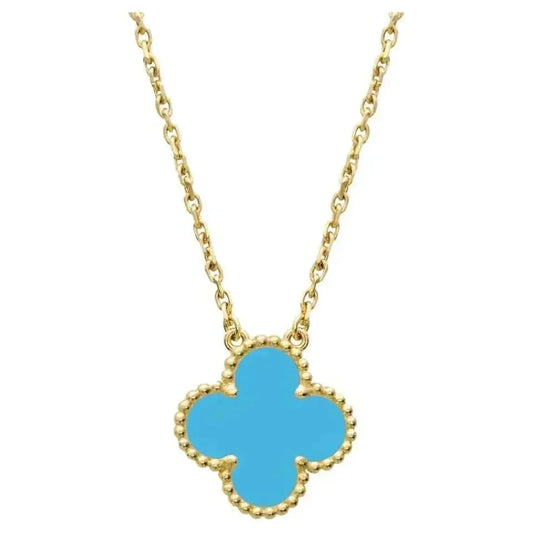 [Select]CLOVER 15MM VINTAGE TURQUOISE NECKLACE