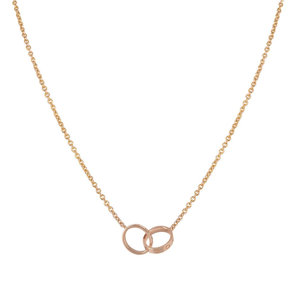 [Select]LOVE NECKLACE DOUBLE RING PINK GOLD