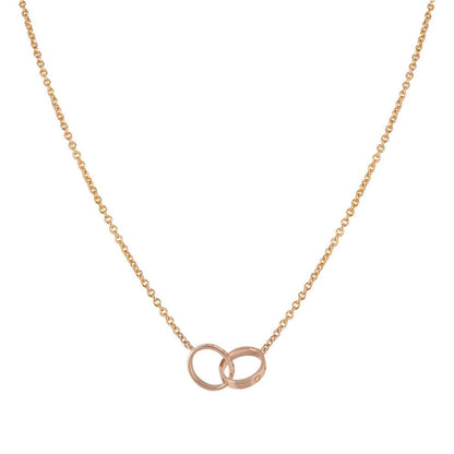 [Select]LOVE NECKLACE DOUBLE RING PINK GOLD