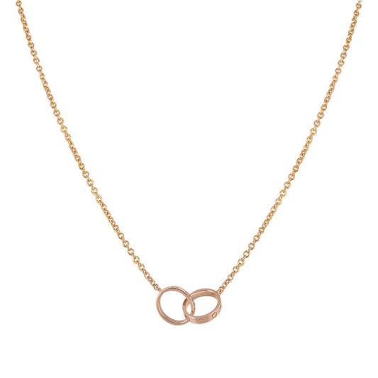 [Select]LOVE NECKLACE DOUBLE RING PINK GOLD
