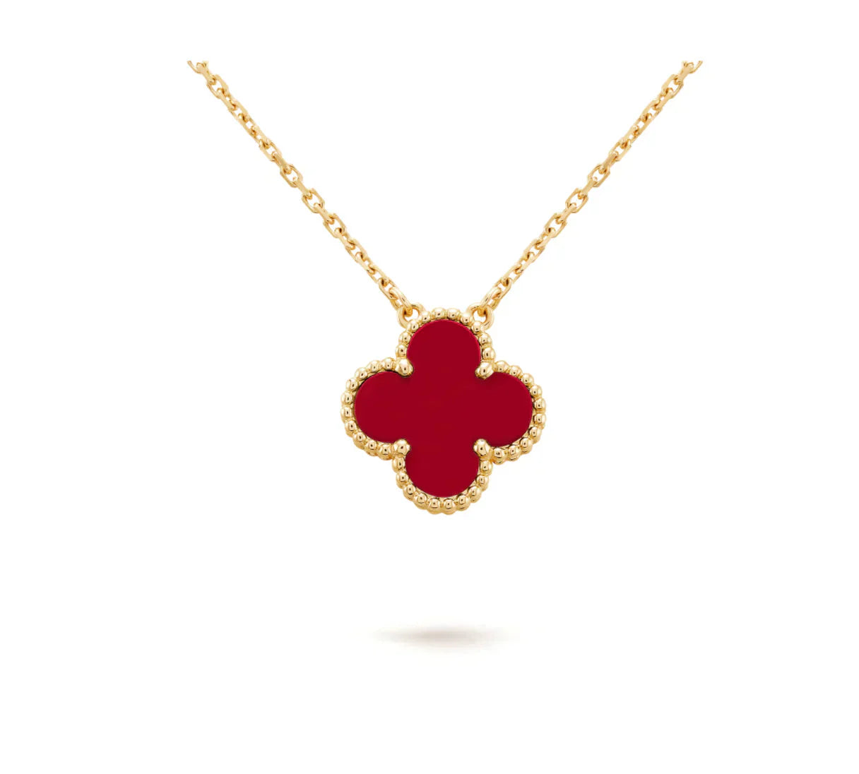 [Select]CLOVER 15MM CARNELIAN SINGLE FLOWER NECKLACE