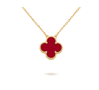 [Select]CLOVER 15MM CARNELIAN SINGLE FLOWER NECKLACE