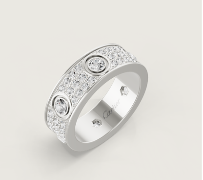 [Select]LOVE RING 6.5MM Full Diamond, 6 Major Diamonds Silver