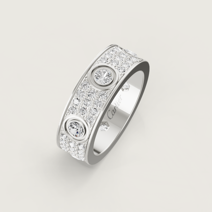 [Select]LOVE RING 6.5MM Full Diamond, 6 Major Diamonds Silver