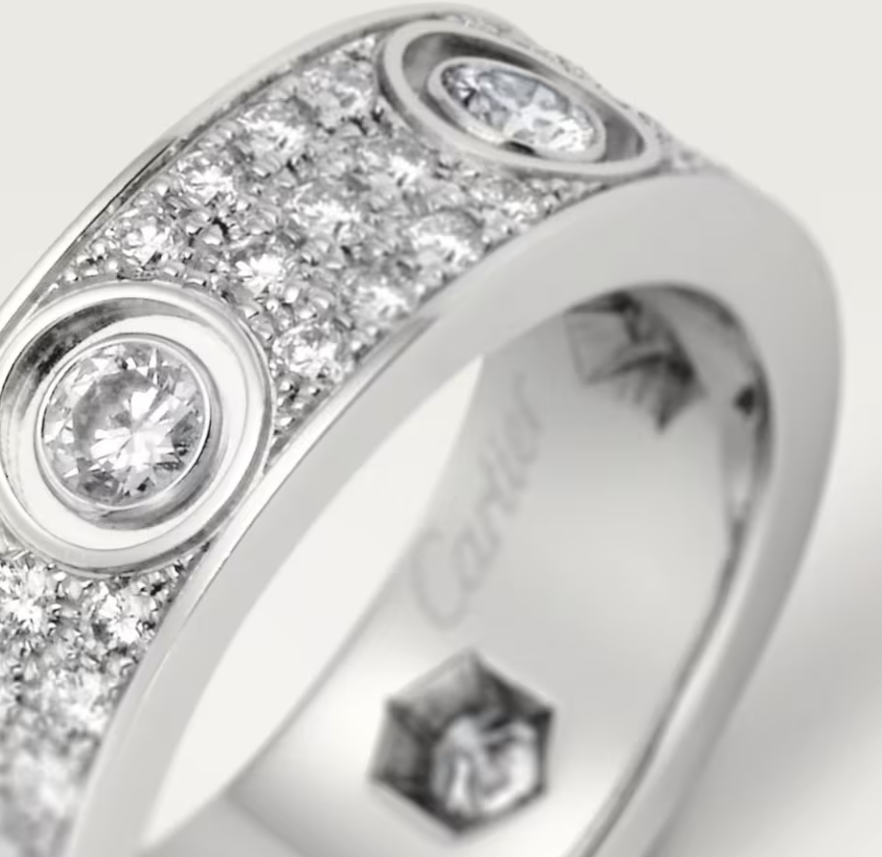 [Select]LOVE RING 6.5MM Full Diamond, 6 Major Diamonds Silver