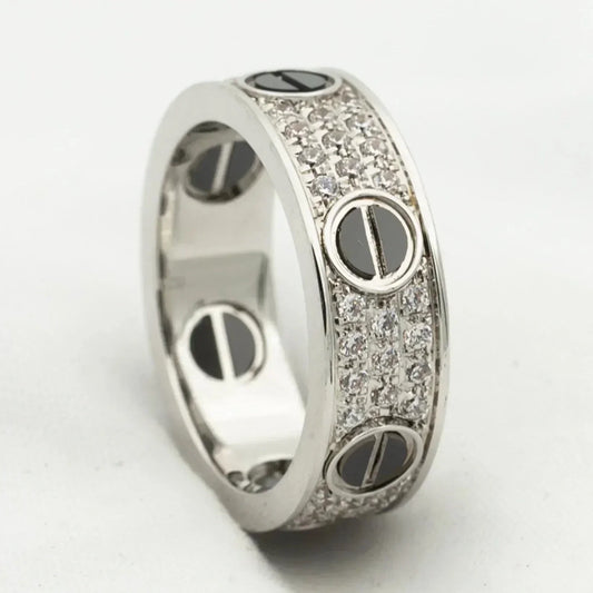 [Select]LOVE RING 5.5MM DIAMONDS PAVED CERAMIC