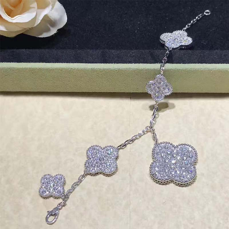 [Select]CLOVER 6 MOTIFS SILVER DIAMOND BRACELET