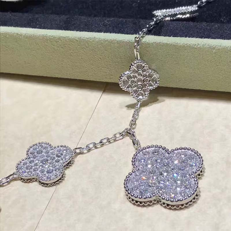 [Select]CLOVER 6 MOTIFS SILVER DIAMOND BRACELET