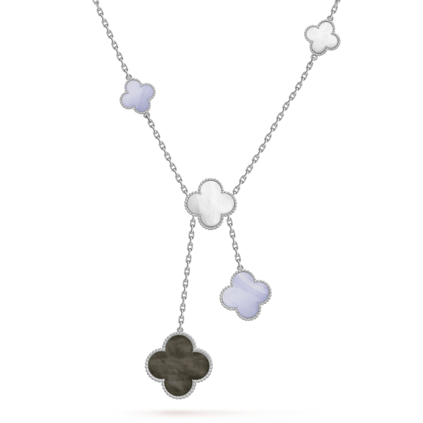 [Select]CLOVER MOP CHALCEDONY NECKLACE SILVER 6 MOTIF