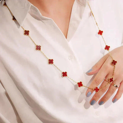 [Select]CLOVER 20 MOTIFS CARNELIAN NECKLACE