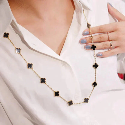 [Select]CLOVER 20 MOTIFS ONYX NECKLACE