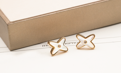 [Select]JEUX DE WHITE MOP Select GOLD DIAMOND EARRINGS