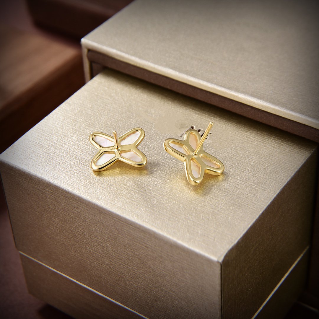 [Select]JEUX DE WHITE MOP GOLD DIAMOND EARRINGS