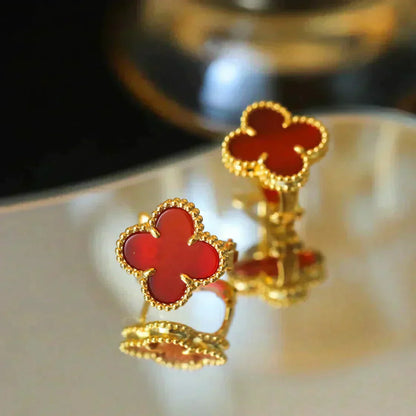 [Select]CLOVER MEDIUM 1 MOTIFS CARNELIAN  EARRINGS