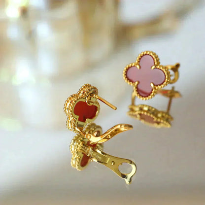 [Select]CLOVER MEDIUM 1 MOTIFS CARNELIAN  EARRINGS