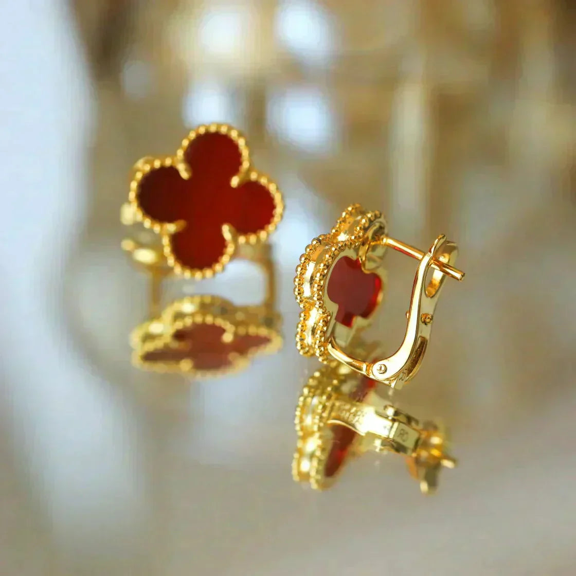 [Select]CLOVER MEDIUM 1 MOTIFS CARNELIAN  EARRINGS