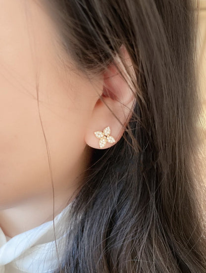 [Select]STAR BLOSSOM STUD EARRINGS PINK GOLD DIAMONDS