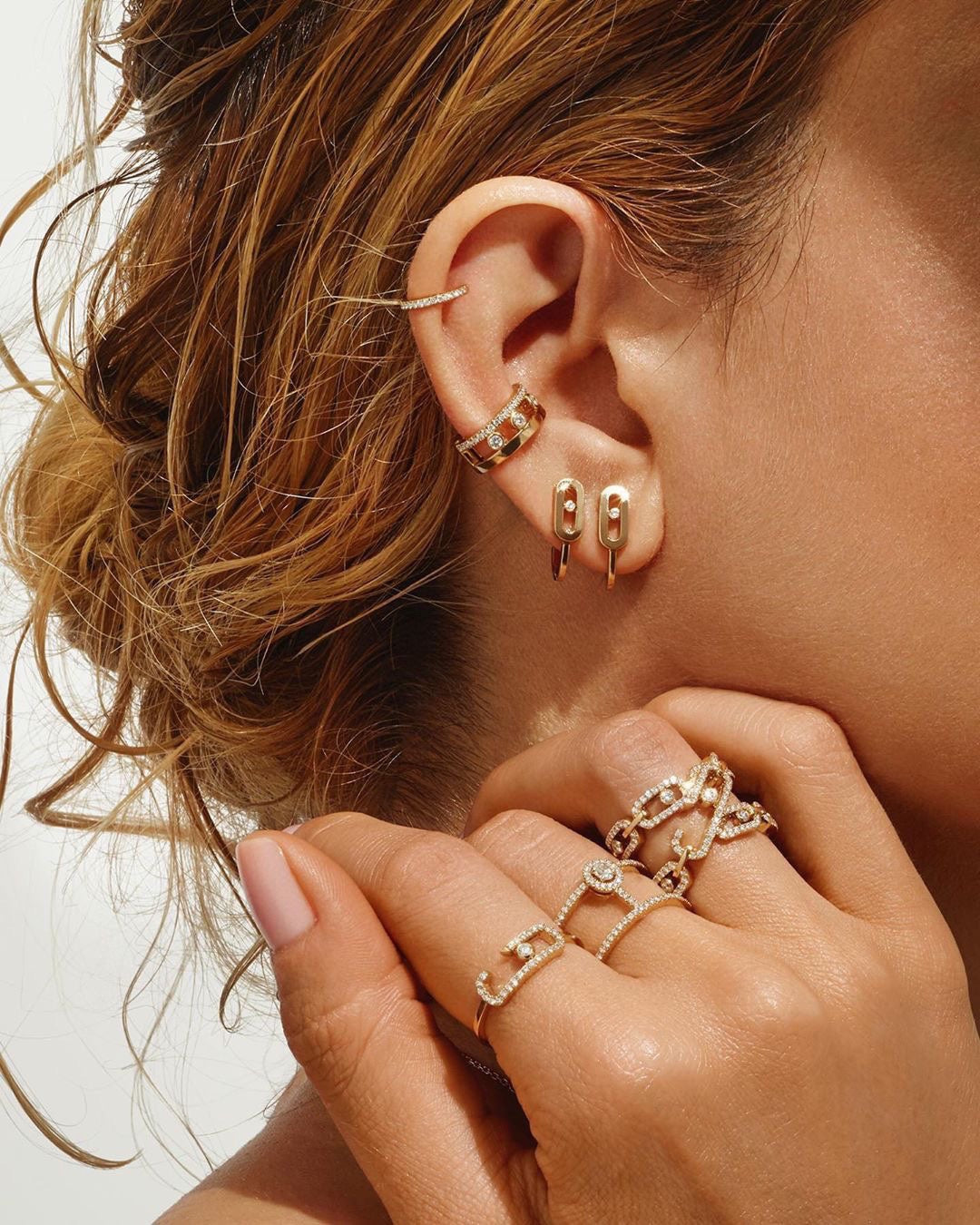 [Select]CREOLES MOVE UNO MINI 1 DIAMOND EARRINGS