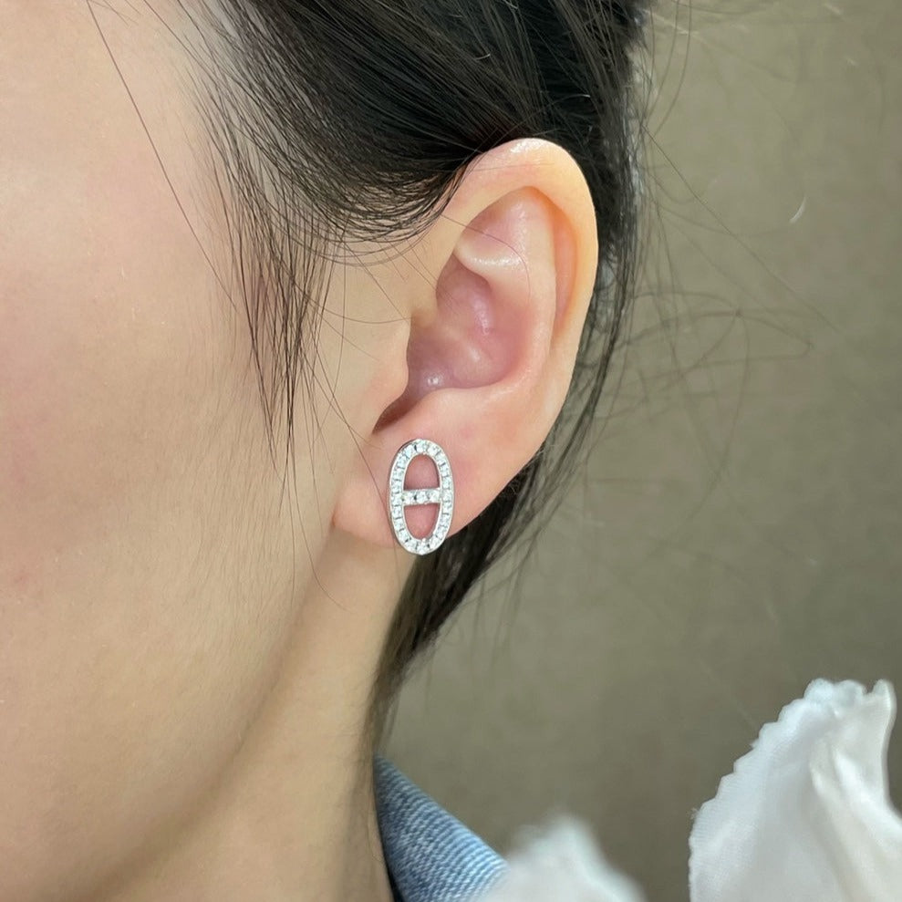 [Select]HM FULL DIAMOND PIG NOSE STUD EARRINGS
