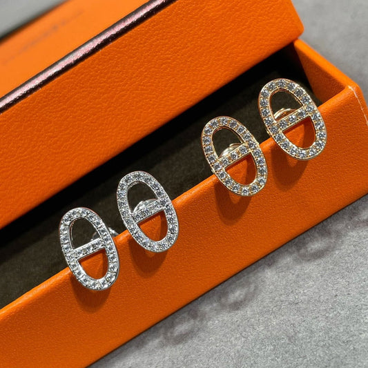 [Select]HM FULL DIAMOND PIG NOSE STUD EARRINGS