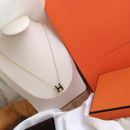 [Select]HM CLIC BLACK ENAMEL GOLD NECKLACE