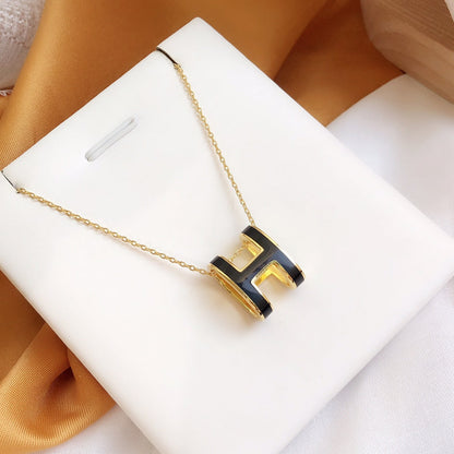 [Select]HM CLIC BLACK ENAMEL GOLD NECKLACE