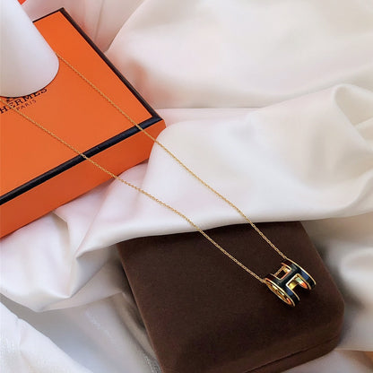 [Select]HM CLIC BLACK ENAMEL GOLD NECKLACE