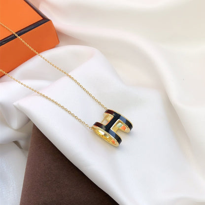 [Select]HM CLIC BLACK ENAMEL GOLD NECKLACE