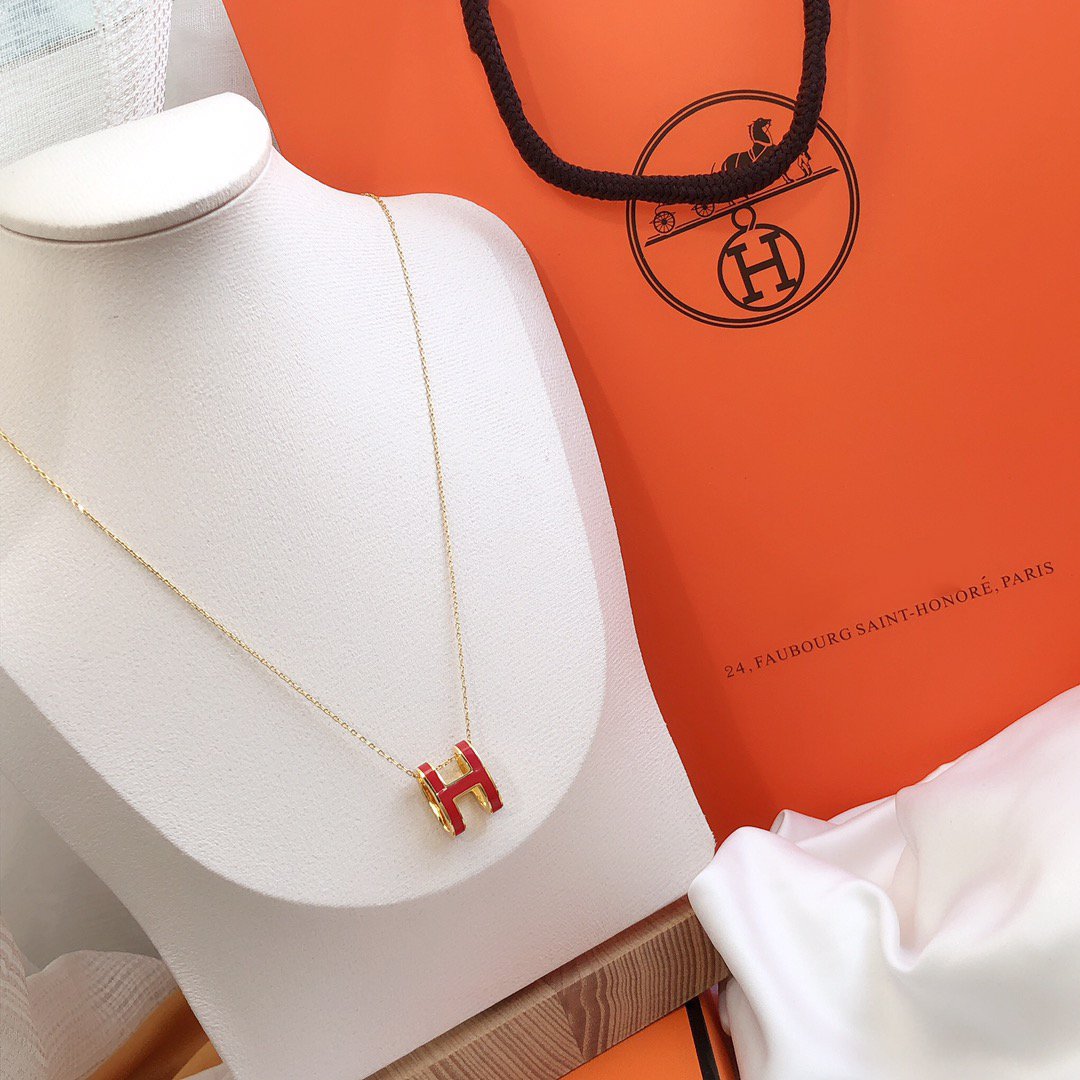 [Select]HM CLIC RED ENAMEL GOLD NECKLACE