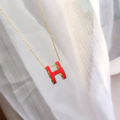 [Select]HM CLIC RED ENAMEL GOLD NECKLACE