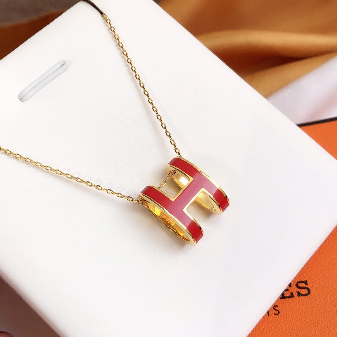 [Select]HM CLIC RED ENAMEL GOLD NECKLACE