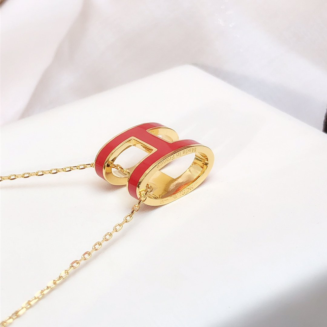 [Select]HM CLIC RED ENAMEL GOLD NECKLACE
