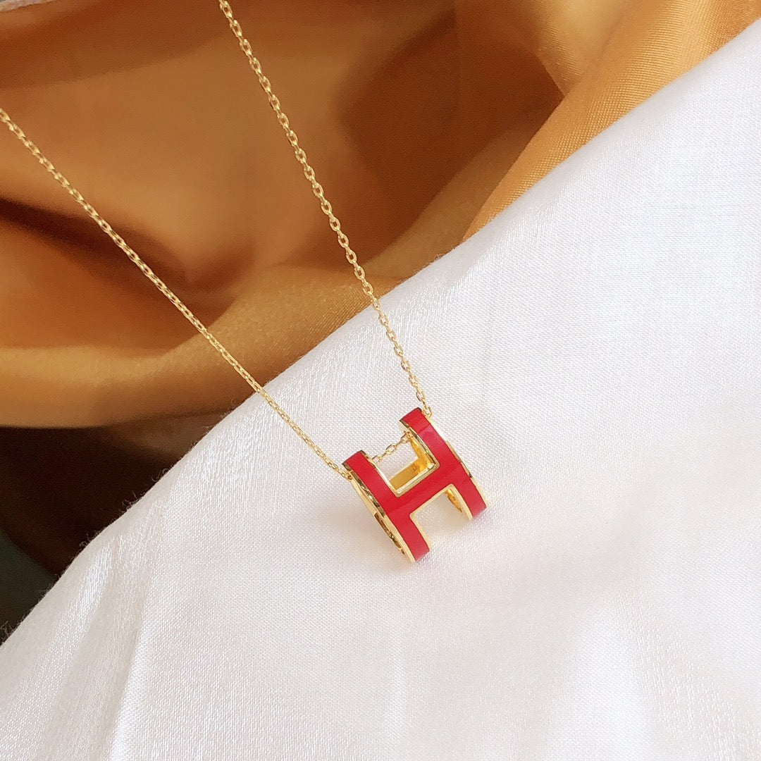 [Select]HM CLIC RED ENAMEL GOLD NECKLACE