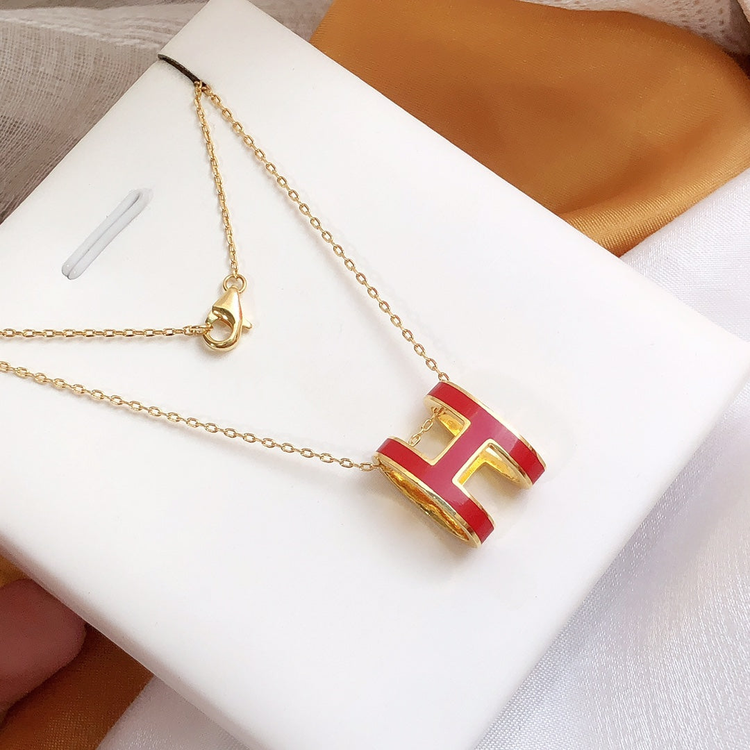 [Select]HM CLIC RED ENAMEL GOLD NECKLACE