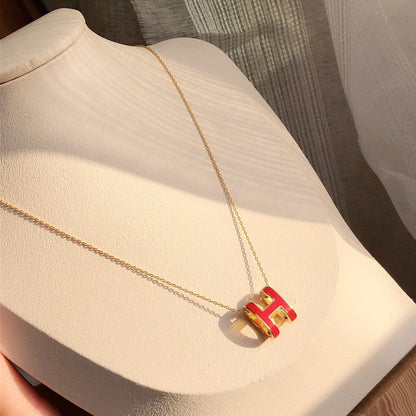 [Select]HM CLIC RED ENAMEL GOLD NECKLACE