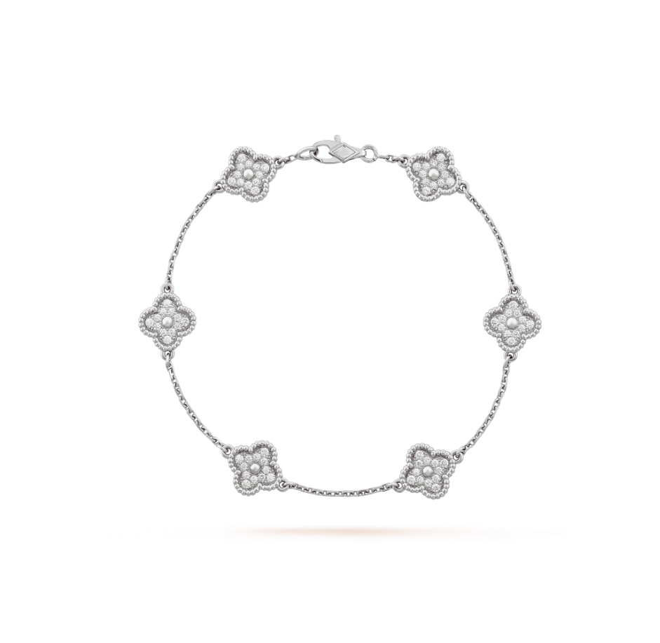 [Select]CLOVER 6 MOTIF SILVER DIAMOND BRACELET