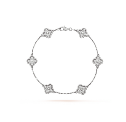[Select]CLOVER 6 MOTIF SILVER DIAMOND BRACELET