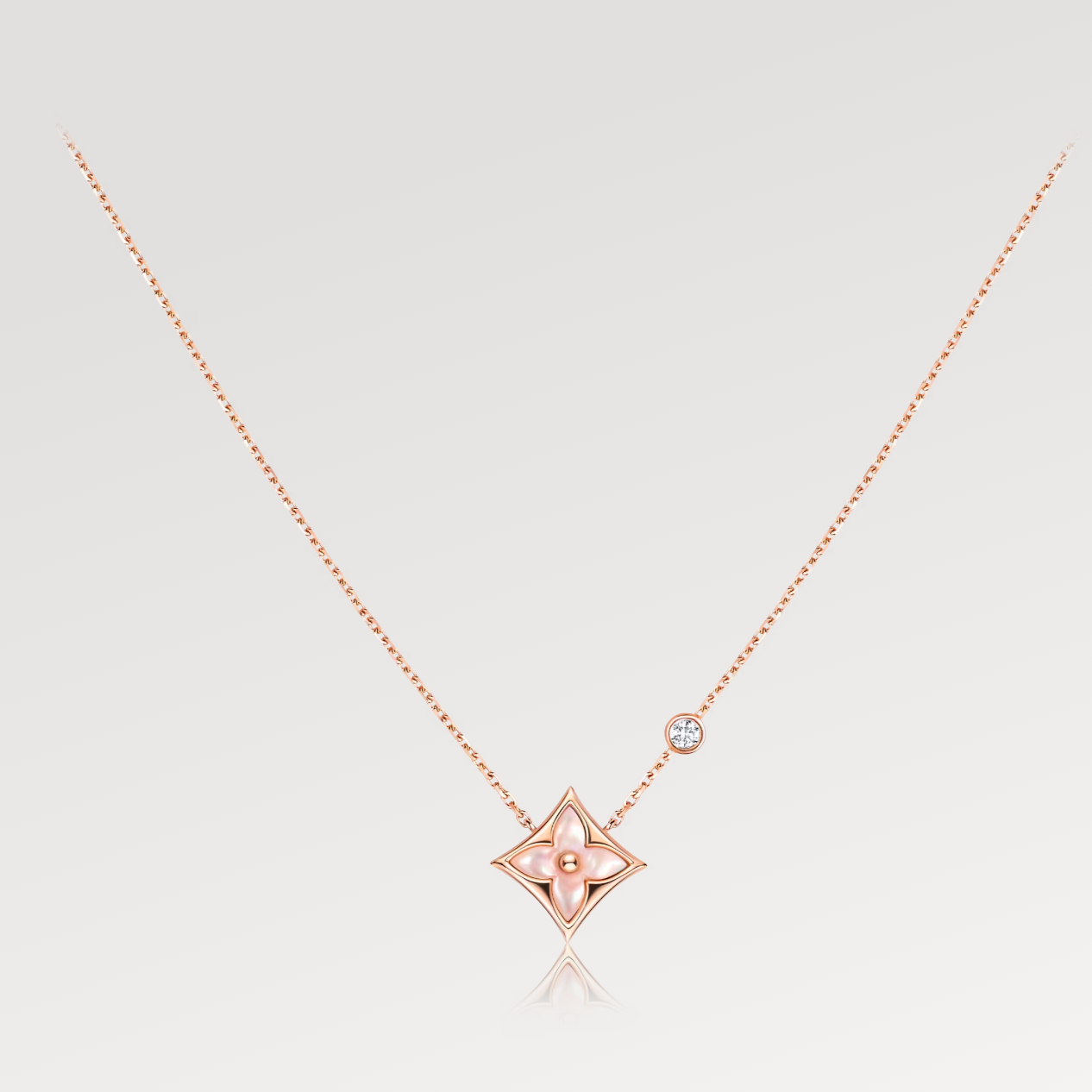 [Select]STAR PINK MOP 1 DIAMOND PINK GOLD NECKLACE