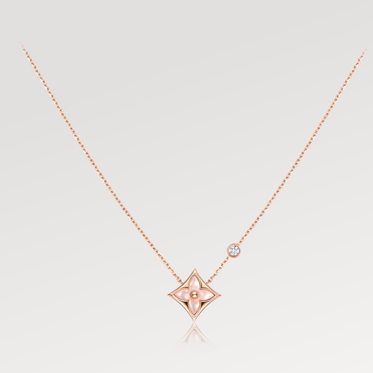 [Select]STAR PINK MOP 1 DIAMOND PINK GOLD NECKLACE