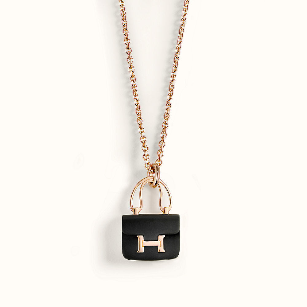[Select]CONSTANCE BLACK PEDANT PINK GOLD NECKLACE