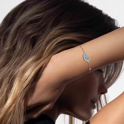 [Select]M LUCKY EYE TURQUOISE Select GOLD BRACELET