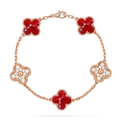 [Select]CLOVER 5 MOTIF RED PATTERN BRACELET COLLECTION