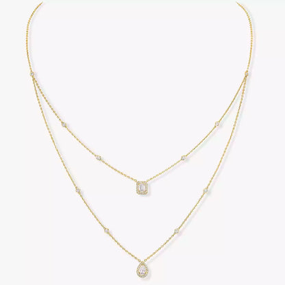 [Select]Diamond Necklace My Twin 2 Rows