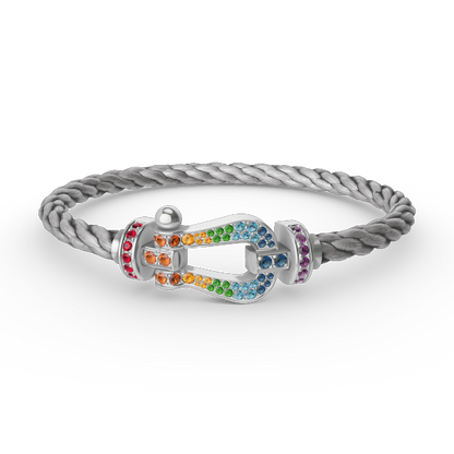 [Select]FORC LARGE HORSESHOE  COLORED DIAMOND BRACELET SILVER