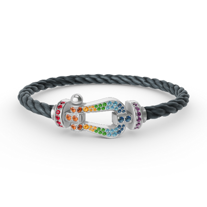 [Select]FORC LARGE HORSESHOE  COLORED DIAMOND BRACELET SILVER