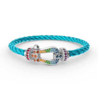 [Select]FORC LARGE HORSESHOE  COLORED DIAMOND BRACELET SILVER