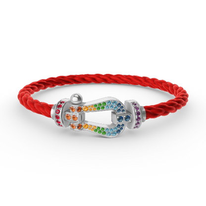 [Select]FORC LARGE HORSESHOE  COLORED DIAMOND BRACELET SILVER