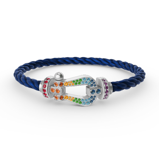 [Select]FORC LARGE HORSESHOE  COLORED DIAMOND BRACELET SILVER