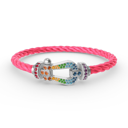 [Select]FORC LARGE HORSESHOE  COLORED DIAMOND BRACELET SILVER